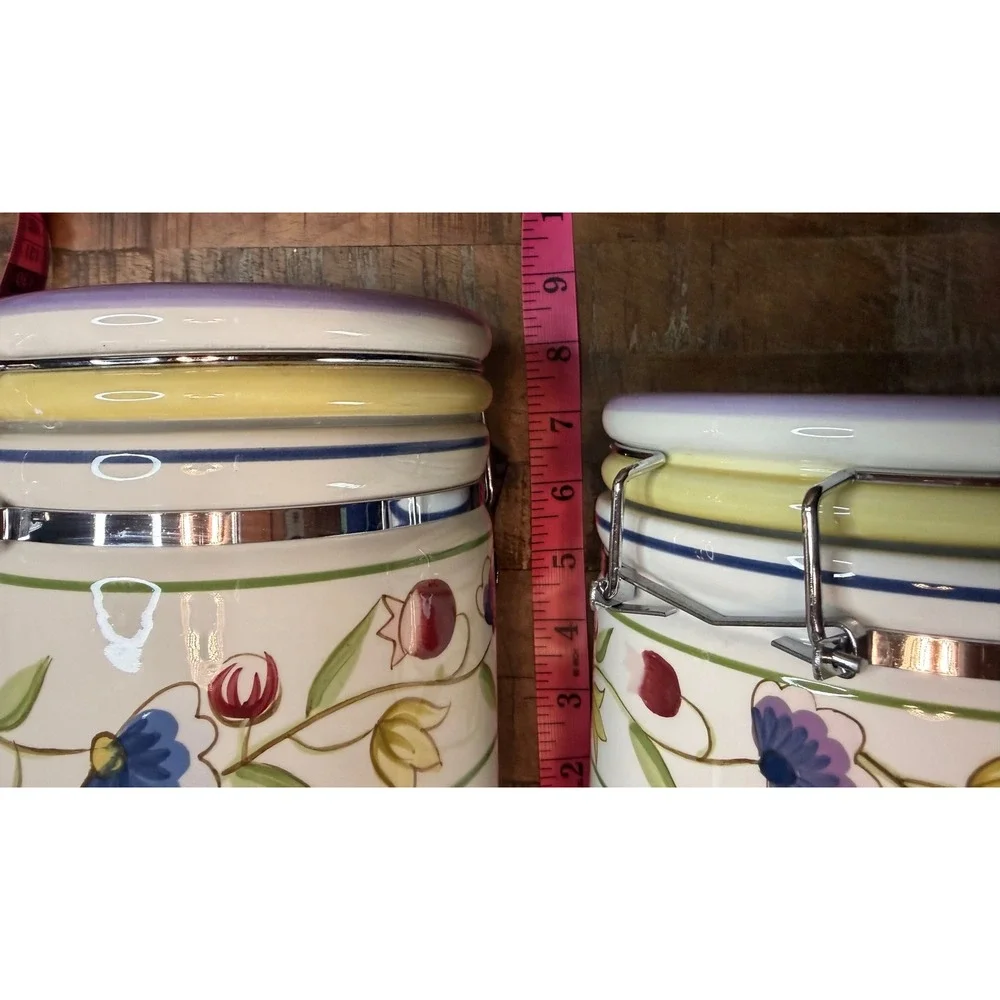 Studio Nova Provence Garden Ceramic Canister Set KT436 Floral Airtight Jars 2pc